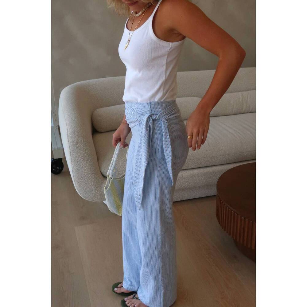NEW PRETTY GARBAGE daytrip wrap pants in blue - Picture 2 of 7